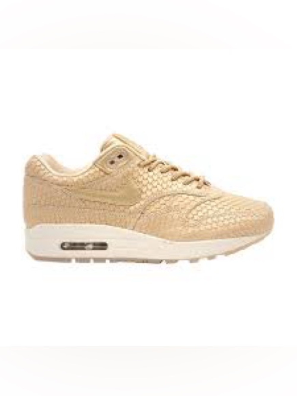 Nike Air Max 1 Premium Gold Fish Metallic Gold Snakeskin Sneakers Women’s 11
